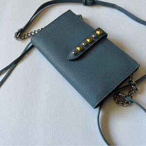 REBECCA MINKOFF MULTI STUDDED LEATHER WALLET WITH REMOVABLE CROSSBODY STRAP NWOT